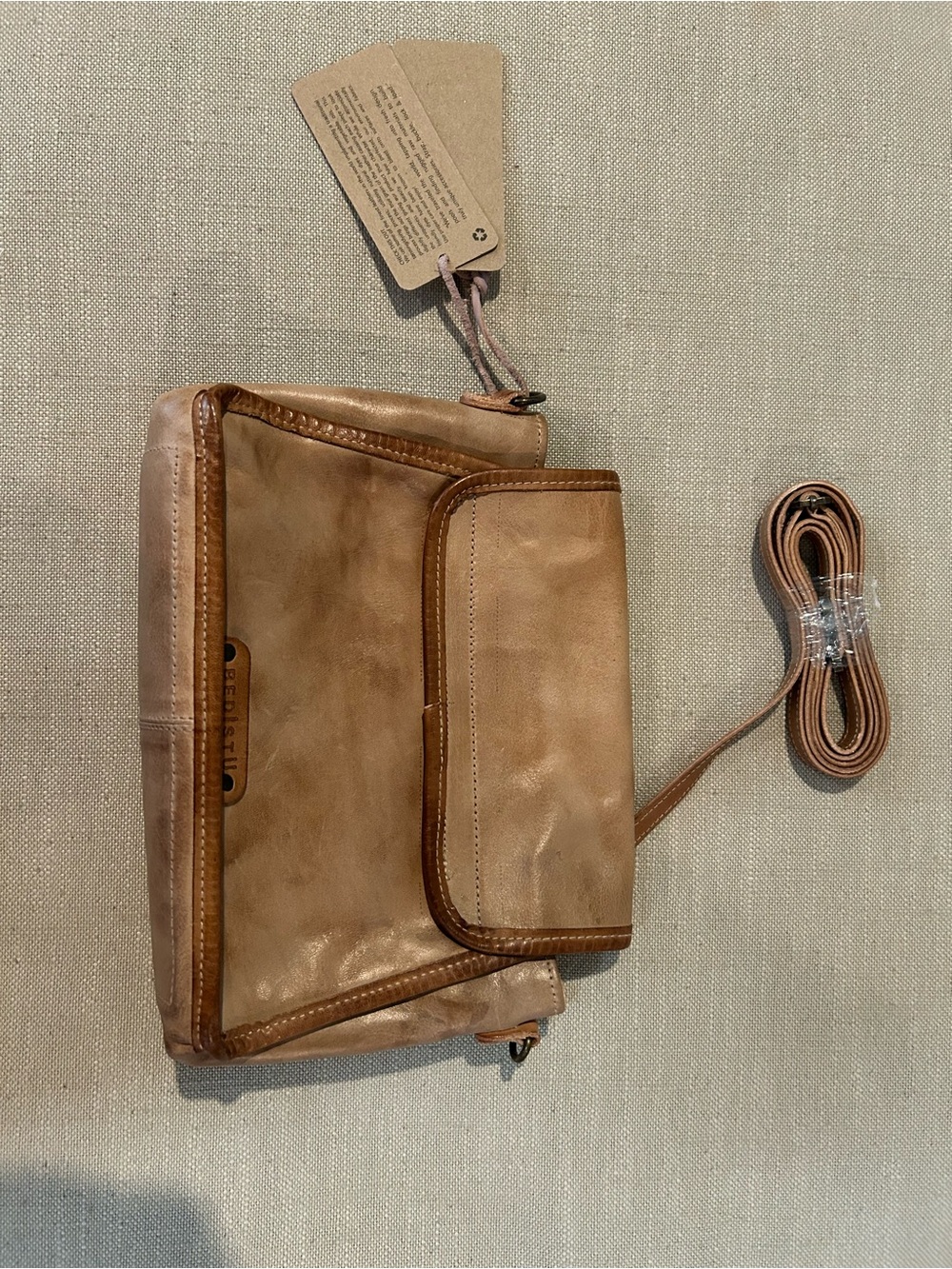BED|STU Ceremonious Tan Leather Bag with Contrast Trim - Picture 2 of 6
